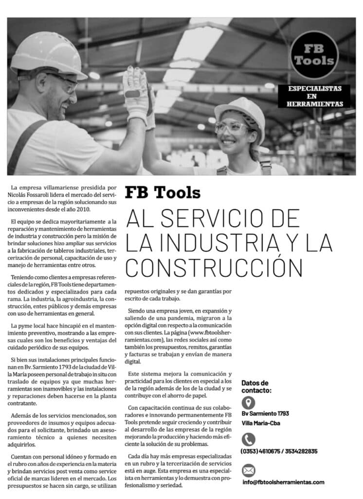 El Diario del Centro del País: FB Tools al servicio de la industria y la construcción